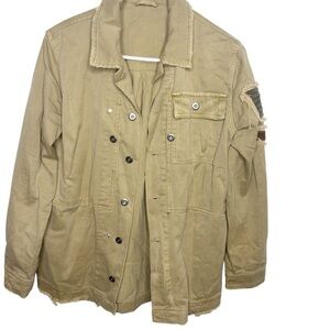 Free People Embellished Military Shirt Jacket Retail $168